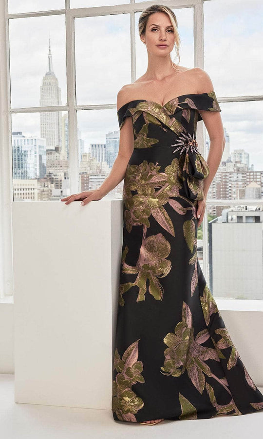 MGNY By Mori Lee 73115 - Off Shoulder Print Evening Dress