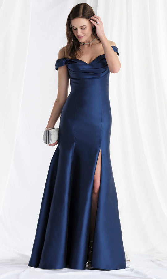 MGNY By Mori Lee 73150 - Off Shoulder Mikado Slit Gown
