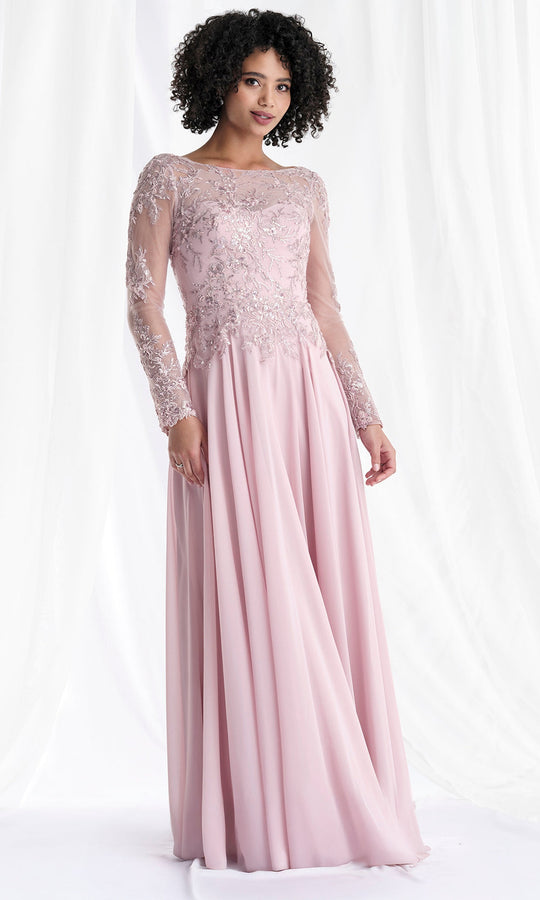 MGNY By Mori Lee 73169 - Illusion Bateau Long A-Line Gown
