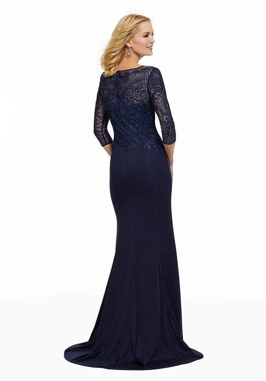 MGNY By Mori Lee - Embroidered Bateau Jersey Evening Gown 72020SC