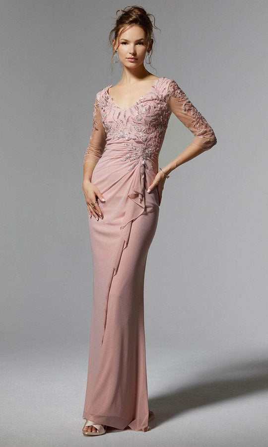 MGNY By Mori Lee - Metallic Embroidered Evening Gown