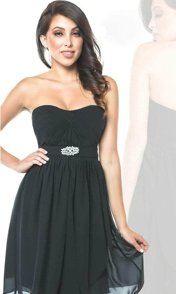 Milano Formals E1573 - Semi-Sweetheart Layered Cocktail Dress Special Occasion Dress 4 / Black