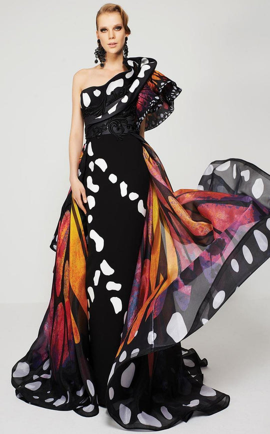 MNM Couture - 2381 Empress Elegance Asymmetrical Evening Gown