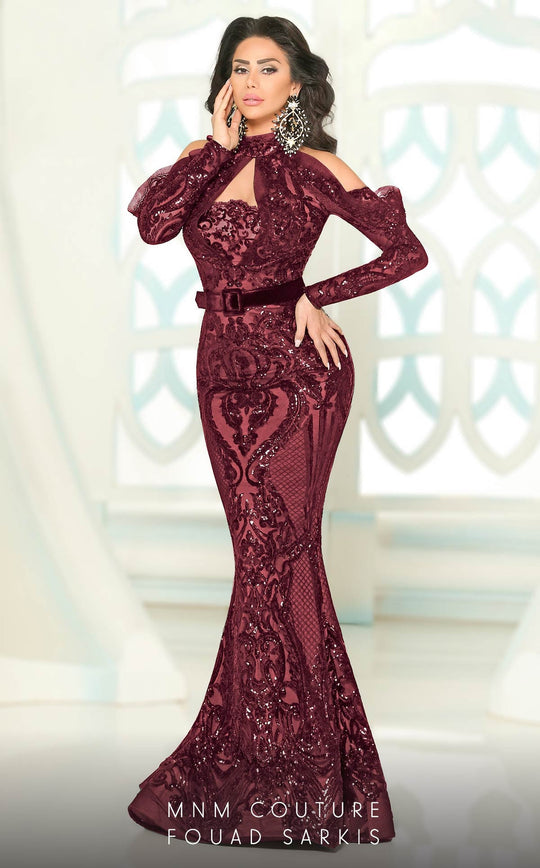 MNM Couture - 2514 Embellished High Neck Mermaid Gown