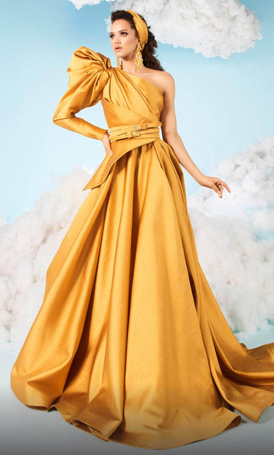 MNM Couture 2636 - One Shoulder Puffed A-line Gown