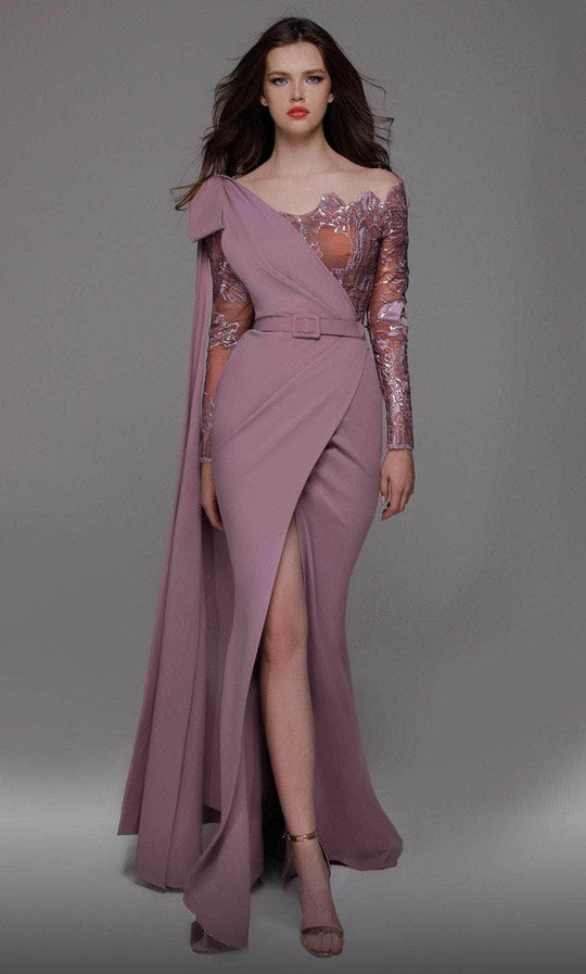 MNM Couture 2688 - Side Caped Crepe Formal Dress