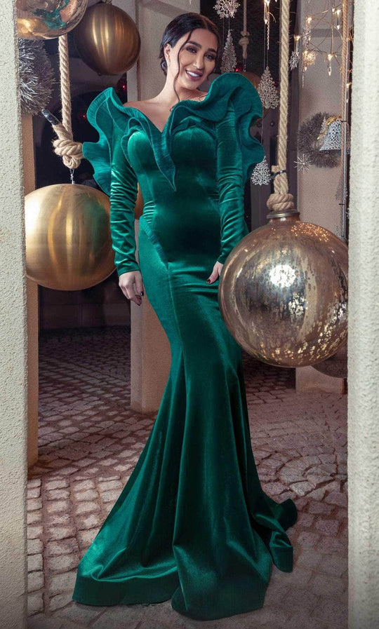 MNM Couture 2716 - Ruffled Off Shoulder Evening Gown