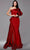 MNM COUTURE 2722 - Puffed Sleeve Asymmetric Evening Gown Special Occasion Dress 4 / Red