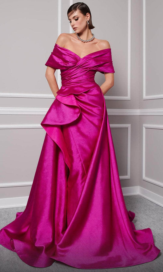 MNM Couture 2747A - Off Shoulder Overskirt Evening Gown