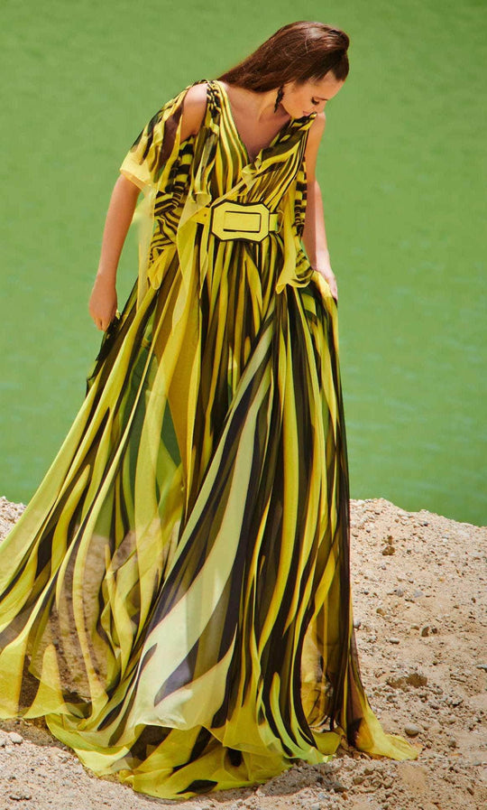 MNM Couture 2748 - V-Neck Printed Jumpsuit