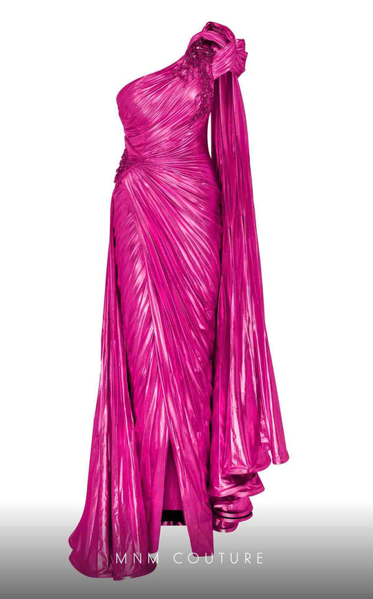 MNM Couture 2761 - Pleated Asymmetric Evening Gown