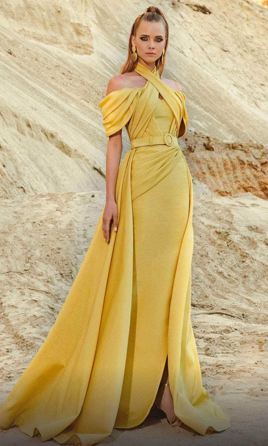 MNM Couture 2776 - Pleated Off Shoulder Evening Gown