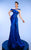 MNM Couture 2792 - Asymmetric Metallic Crepe Gown Special Occasion Dress 4 / Blue