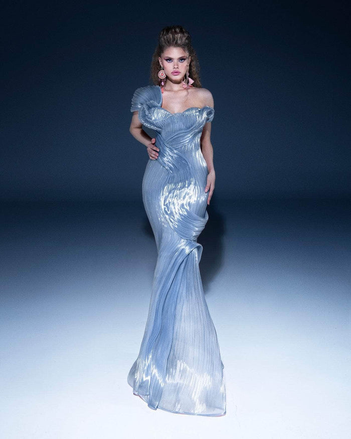 MNM COUTURE 2797 - One-Shoulder Organza Mermaid Gown Special Occasion Dress