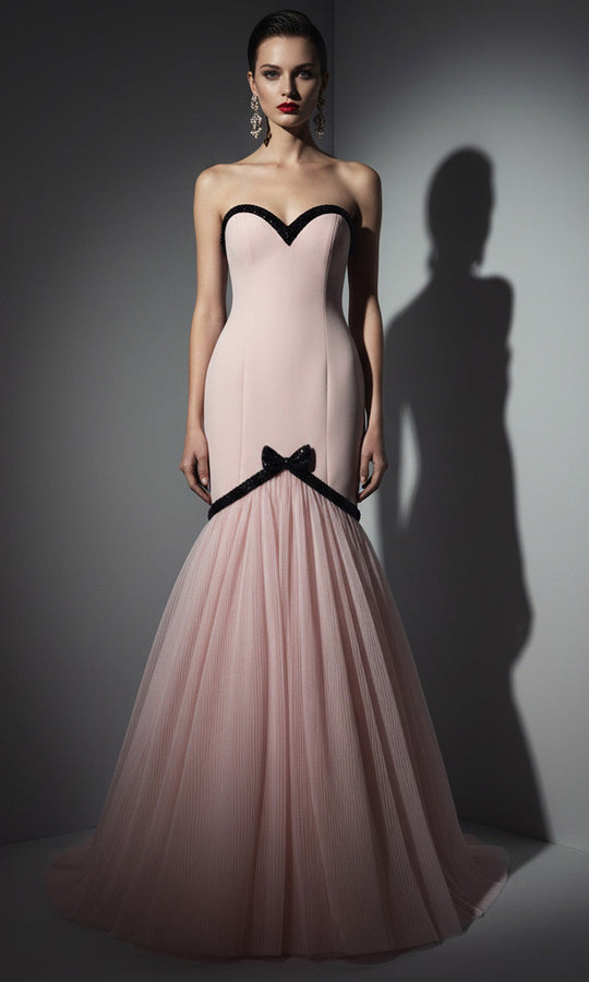 MNM COUTURE B1203 - Sequin Trim Mermaid Evening Dress
