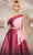 MNM COUTURE E0014 - Pleated Asymmetric Neck Evening Gown Prom Dresses
