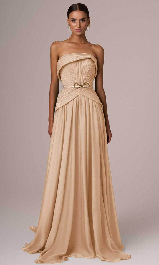 MNM Couture E0082 - Strapless Pleated A-Line Gown