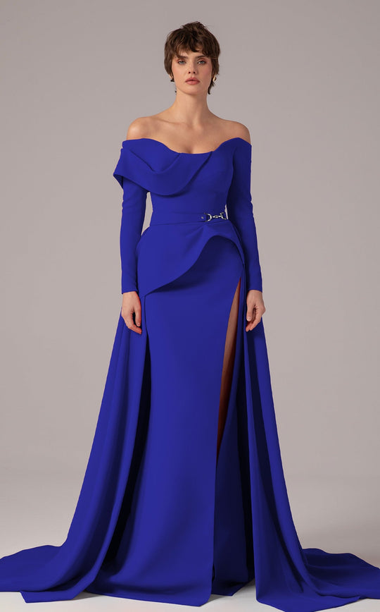 MNM Couture E0099 - Off Shoulder Long Sleeve Gown