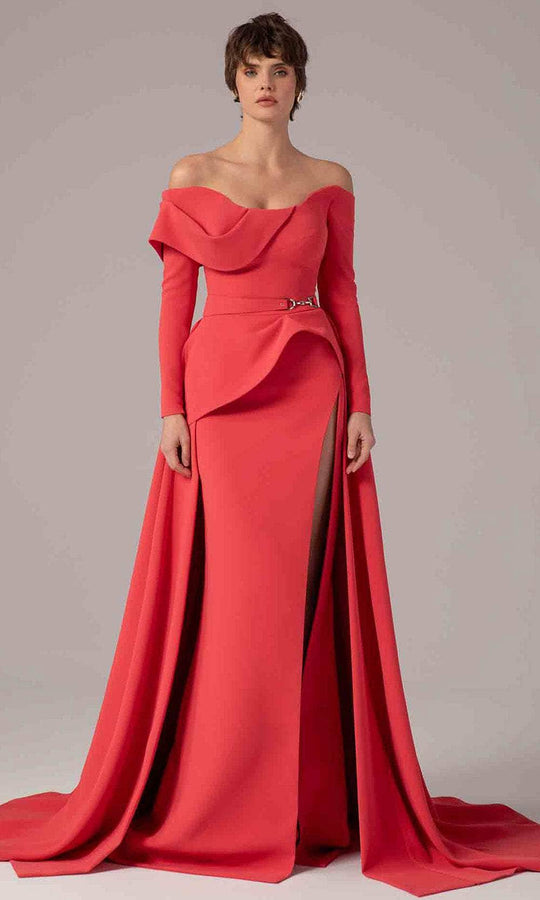 MNM Couture E0099 - Off Shoulder Long Sleeve Gown