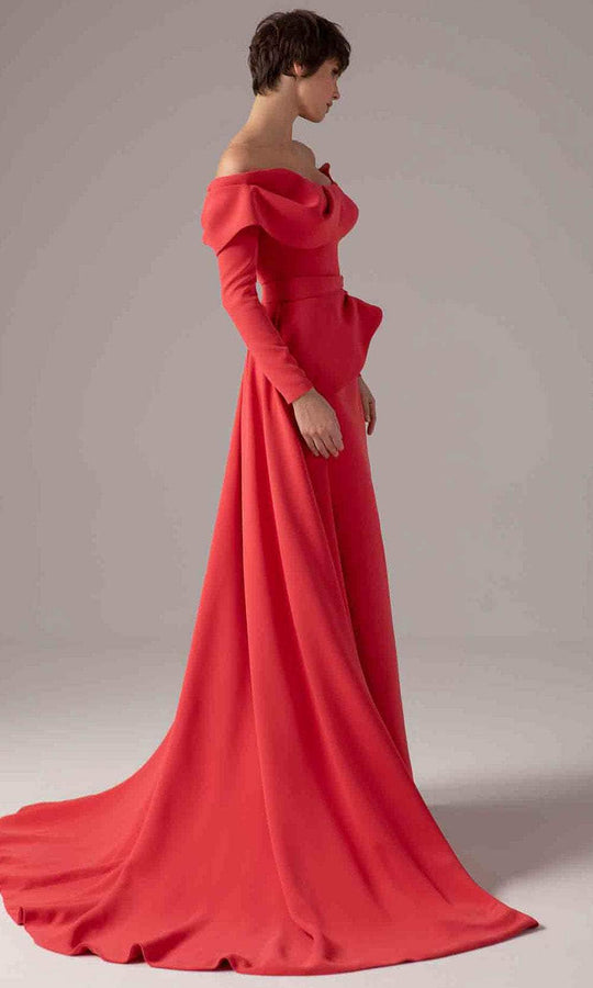 MNM Couture E0099 - Off Shoulder Long Sleeve Gown