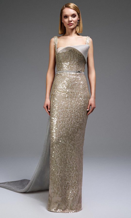 MNM COUTURE E0108 - Sparkling Sequin Column Evening Gown