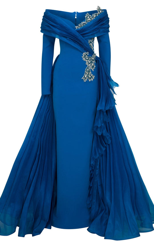 MNM Couture F02800 - Off Shoulder Gown with Overskirt