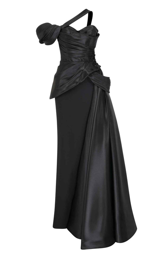 MNM Couture F02810 - Draped Asymmetrical Evening Dress