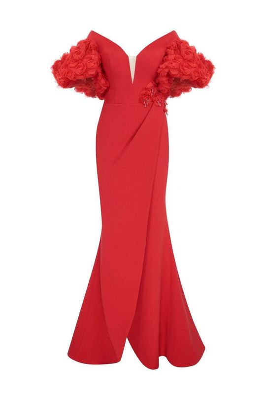 MNM Couture F02824 - Floral Sleeve Evening Gown