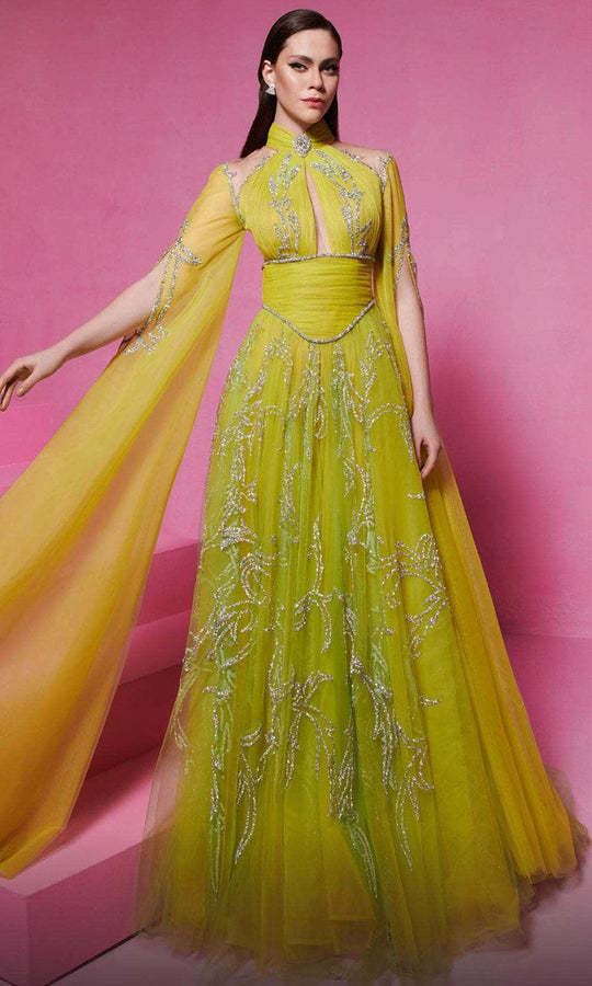 MNM Couture F02844 - Split Sleeve Embellished Gown