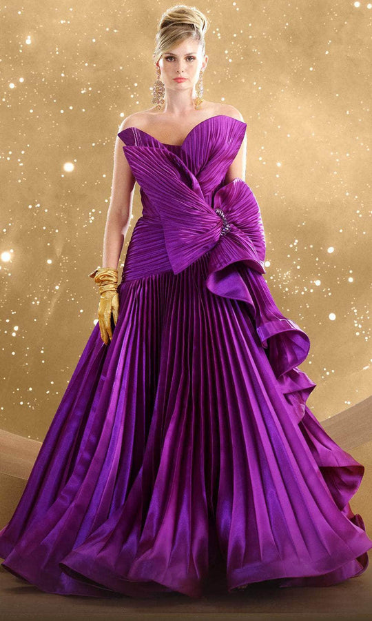 MNM Couture F02867 - Pleated Ribbon Evening Gown