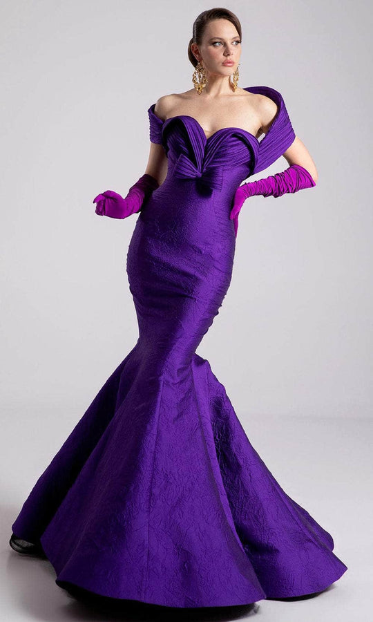 MNM Couture F02901 - Sculpted Off Shoulder Mermaid Gown