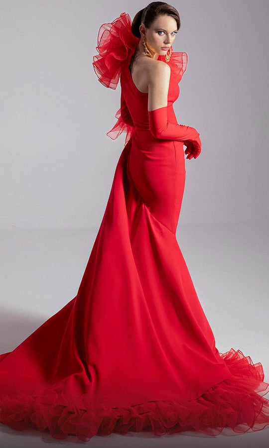 MNM Couture F02906 - One Shoulder Mermaid Gown with Ruffles