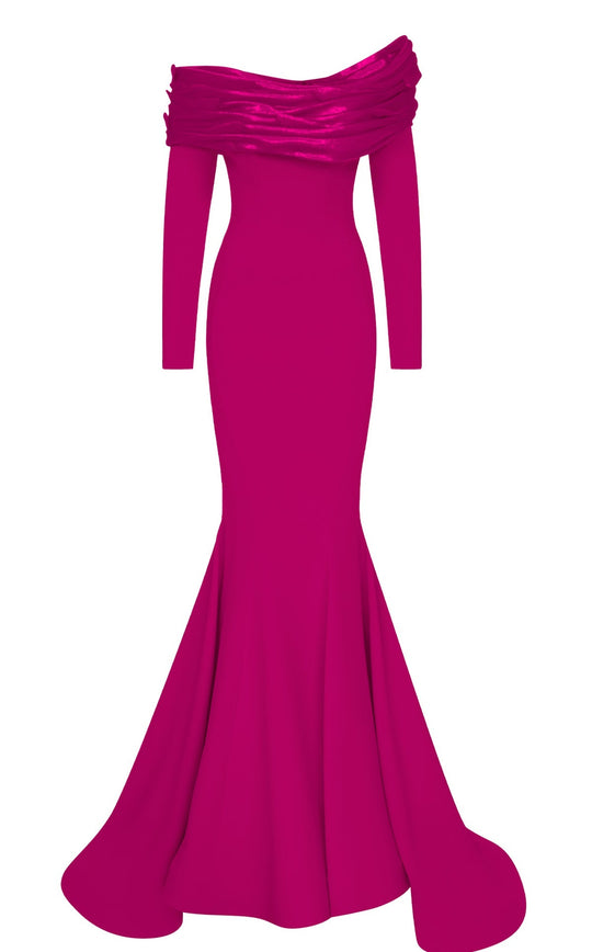 MNM Couture F02928 - Mermaid Draped Off Shoulder Gown