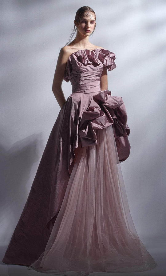 MNM Couture G1257 - Ruffled Taffeta A-line Gown