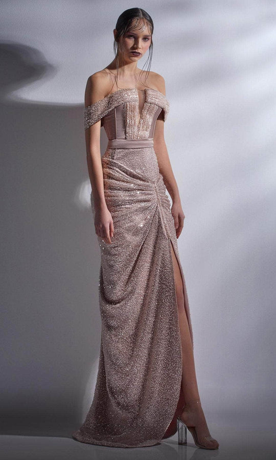 MNM Couture G1290 - Beaded Off-Shoulder Prom Gown