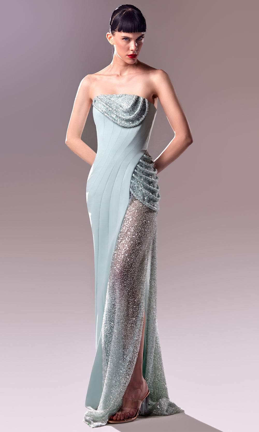 MNM Couture G1613 - Strapless Beaded Mesh Embellished Gown – Couture Candy MNM Couture G1613 - Strapless Beaded Mesh Embellished Gown – Couture Candy