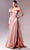 MNM Couture G1631 - Beaded Lace Draped Organdie Gown Prom Dresses 0 / Pink