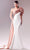 MNM Couture G1633 - Puffed One-Shoulder Sleeve Crepe Gown Prom Dresses