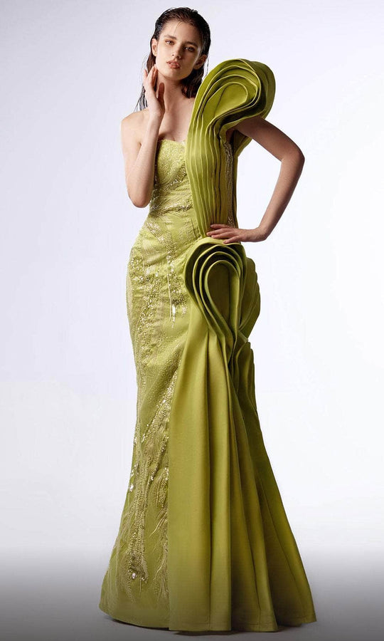 MNM Couture G1712 - Draped One Shoulder Long Gown