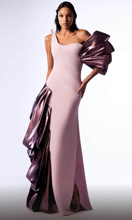 MNM Couture G1713 - Metallic Draped Evening Gown