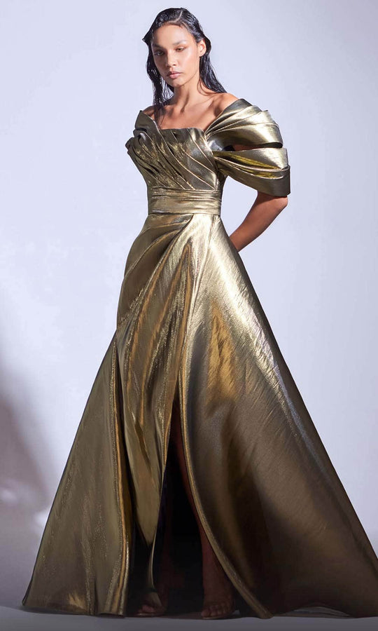 MNM Couture G1726 - Metallic Overskirt Evening Dress