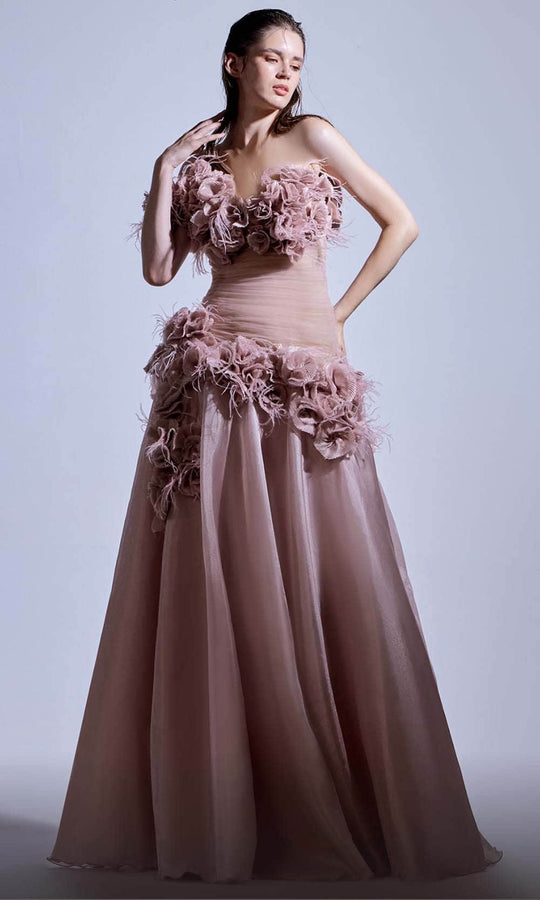 MNM Couture G1737 - Floral Detailed Evening Dress