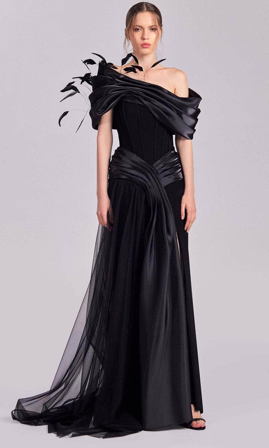 MNM Couture G1806 - Draped Bodice Off Shoulder Evening Gown