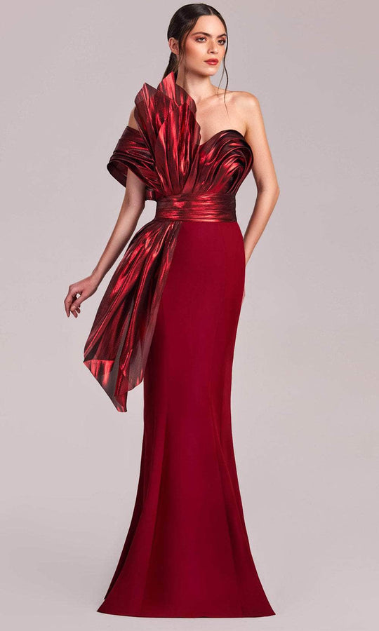MNM Couture G1832 - Sweetheart Metallic Ruffle Evening Gown