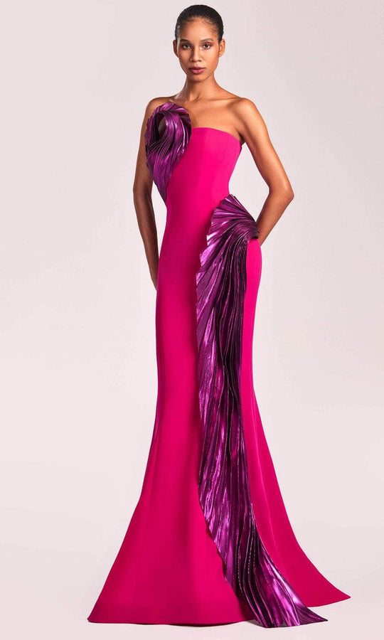 MNM Couture G1838 - Mermaid Skirt Metallic Accent Evening Gown