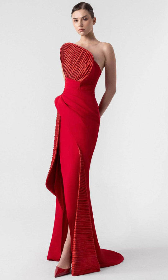 MNM Couture G1924 - Strapless Pleated Sheath Gown