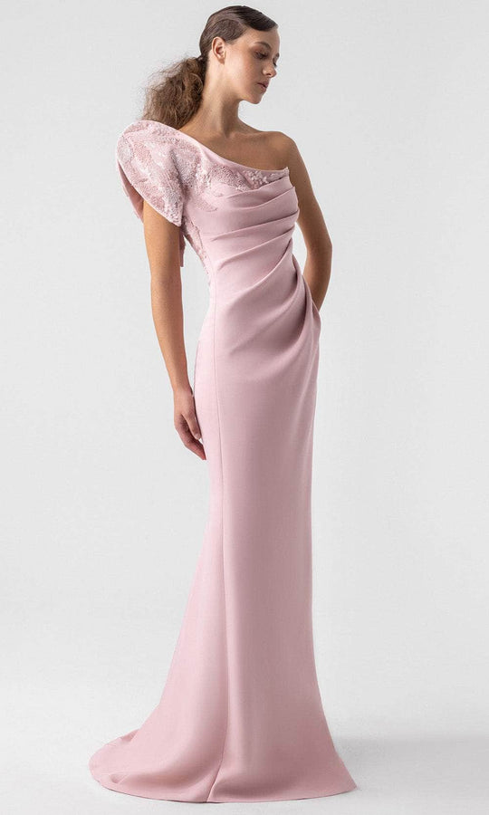 MNM Couture G1926 - Pleated One Shoulder Long Gown