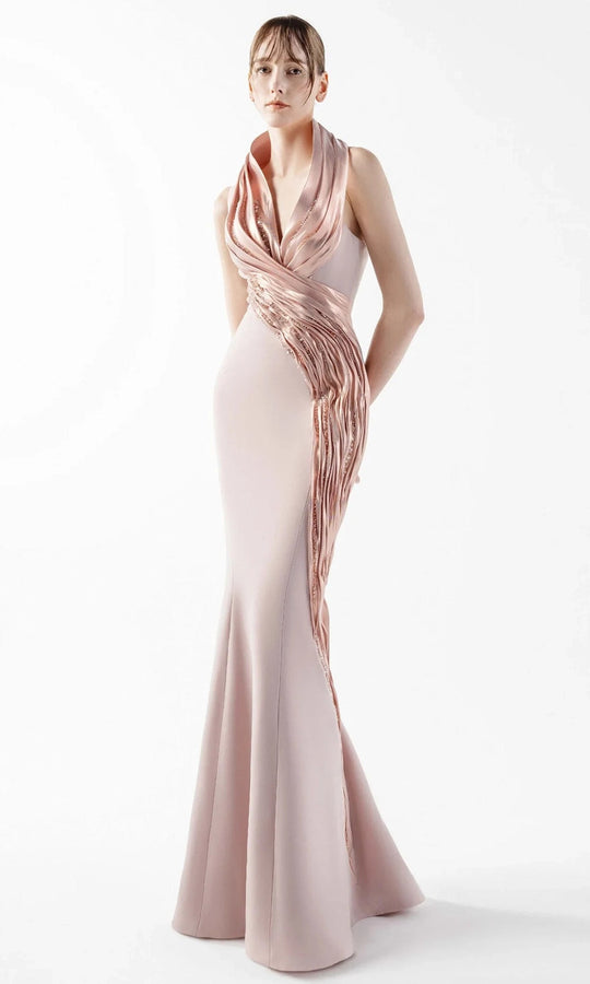 MNM Couture G2012 - Metallic Draped Mermaid Evening Gown