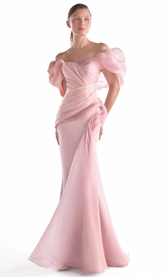 MNM COUTURE G2125 - Off Shoulder Puff Sleeve Mermaid Dress