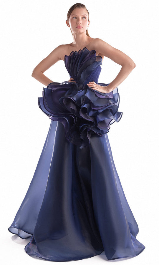 MNM COUTURE G2146 - Sculptural Ruffle Strapless A-Line Dress